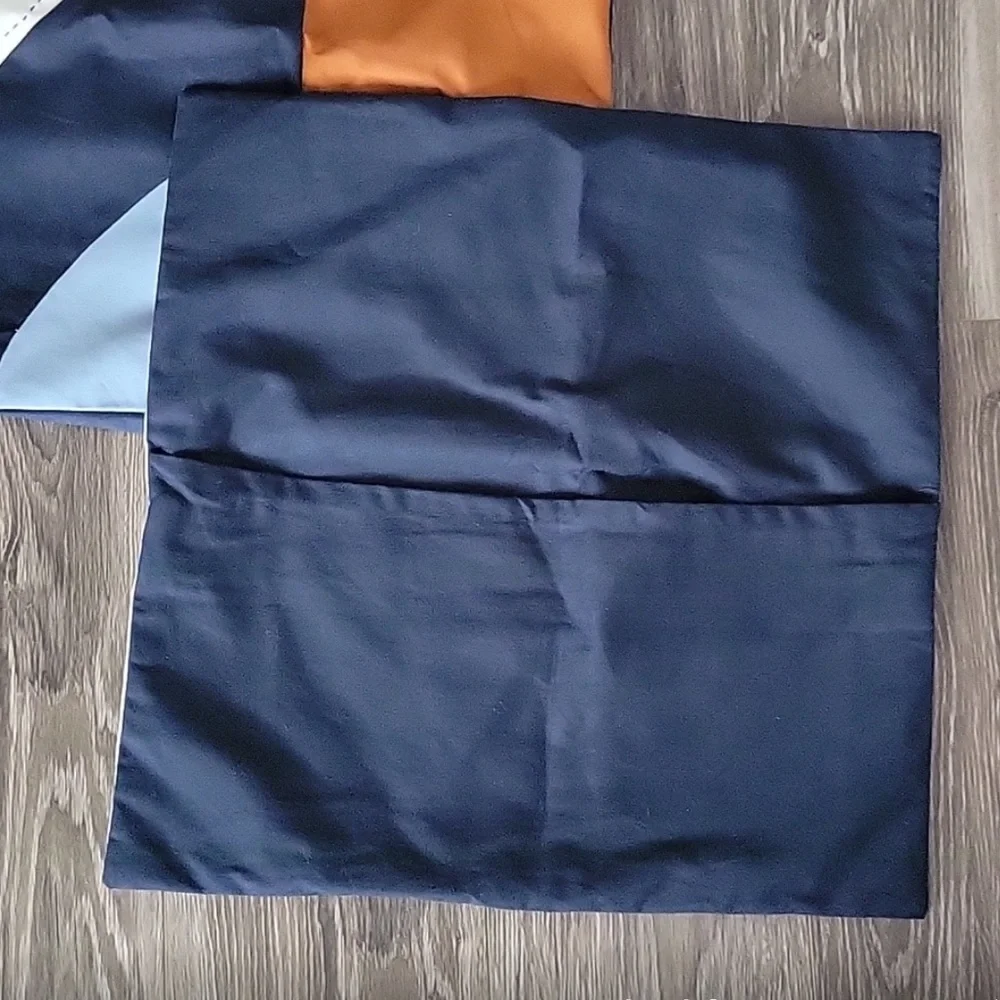 IKEA Pillow Covers Colorblock Navy, Cream, Light Blue, and Pumpkin Orange